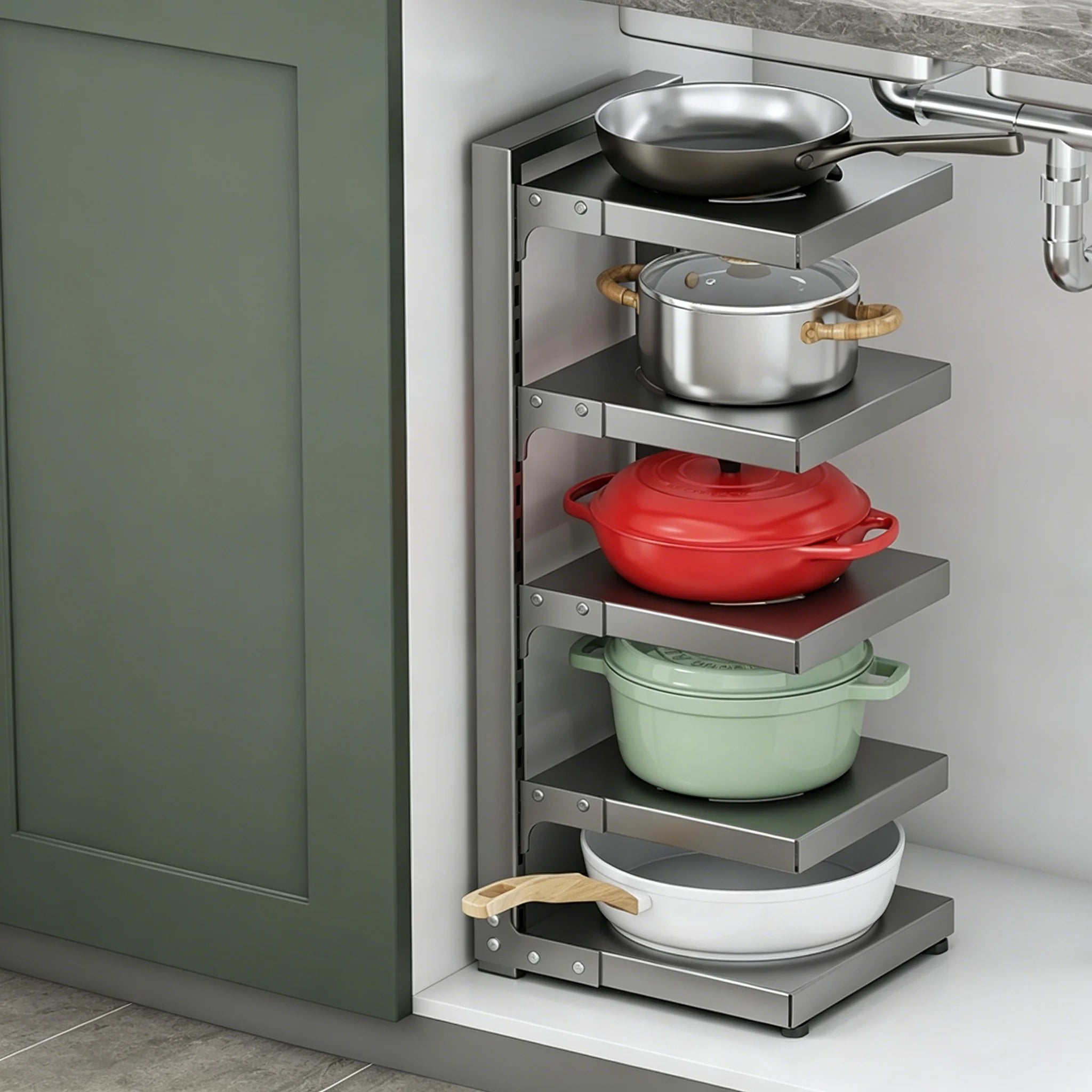 Multi-Tier Kitchen Pot & Pan Organizer
