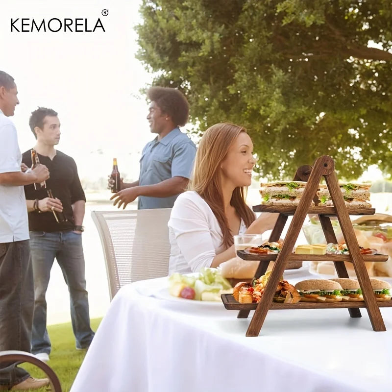 3-Tier Wooden Serving Tray