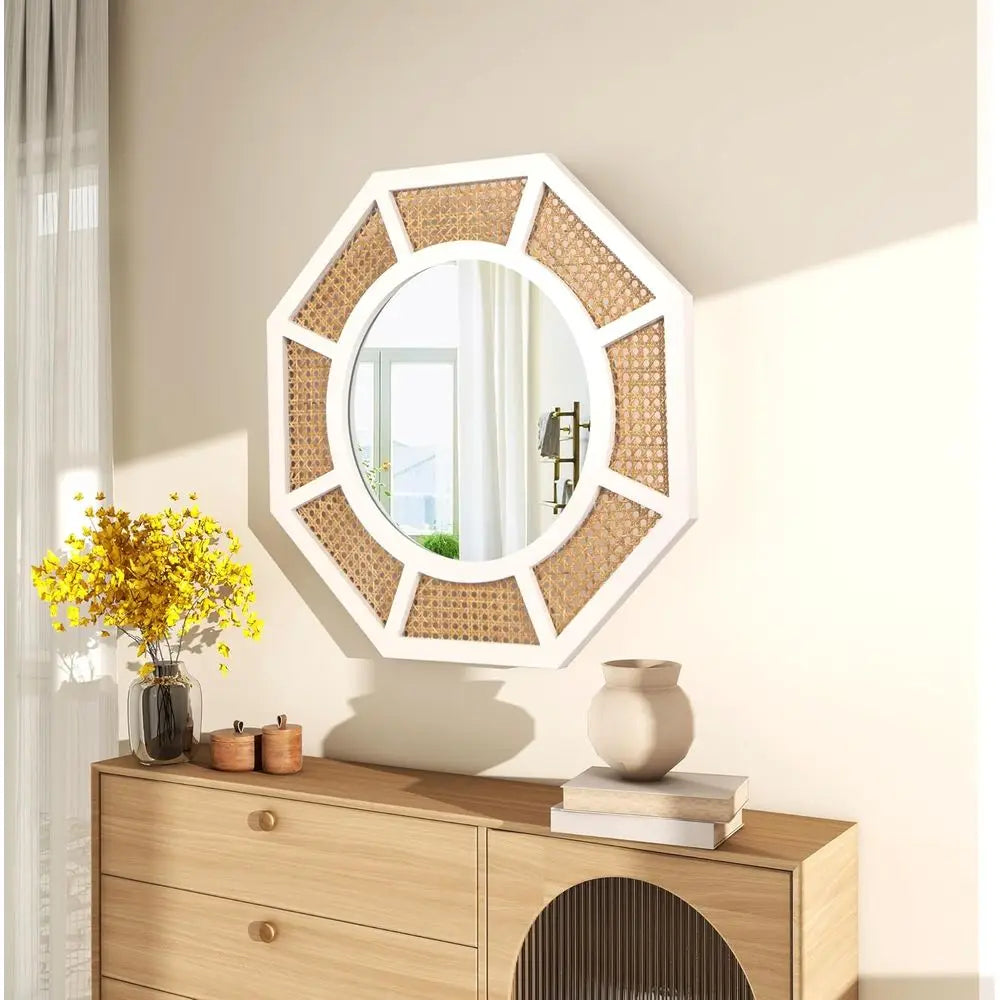 Large Woven Rattan Mirror