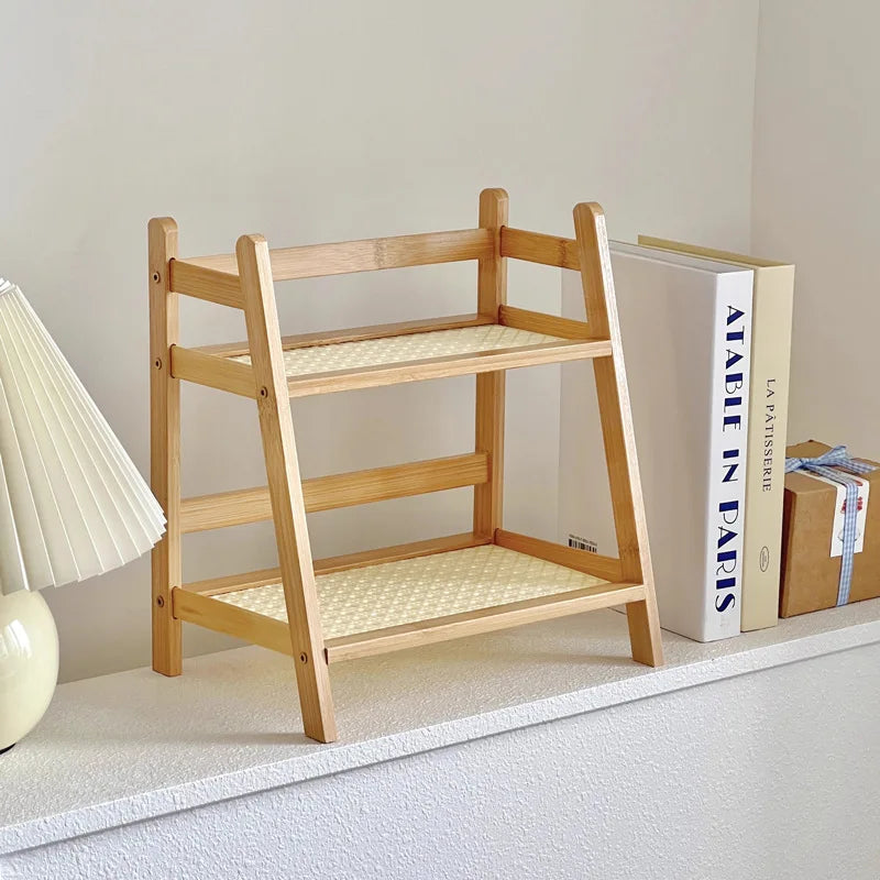 Bamboo Coffee Cup Storage Shelf