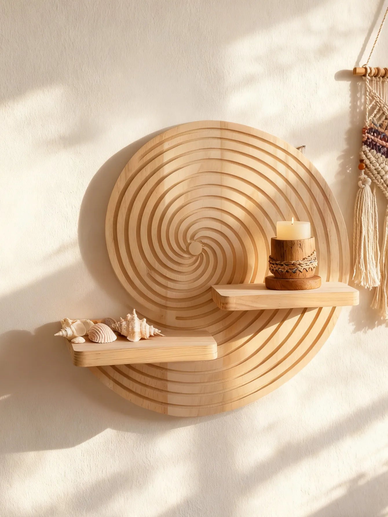 Spiral Wood Floating Shelf