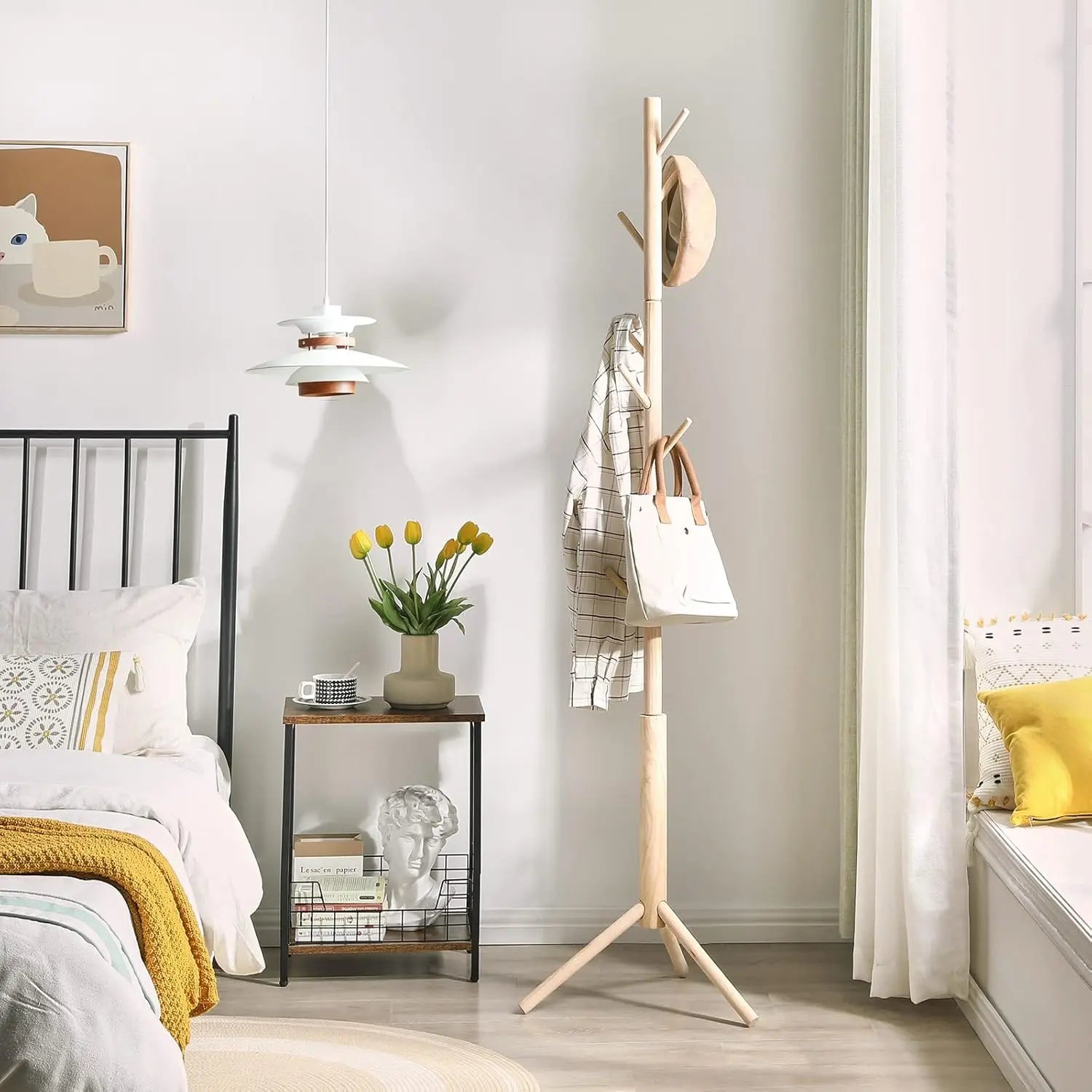 Wooden Freestanding Entryway Coat Rack
