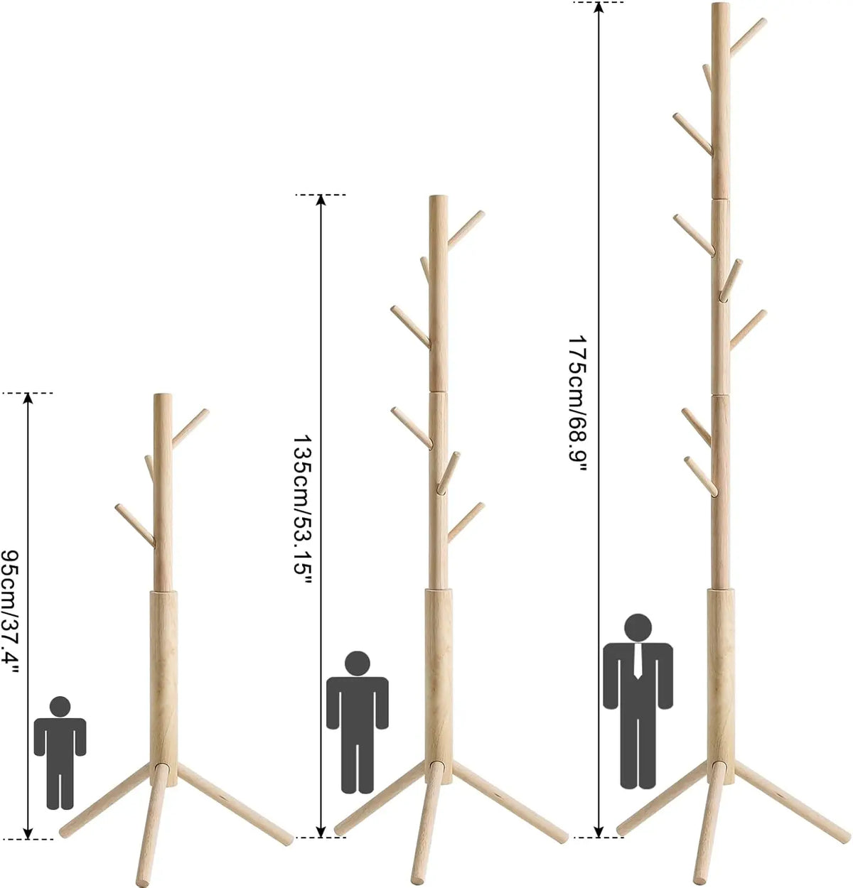 Wooden Freestanding Entryway Coat Rack
