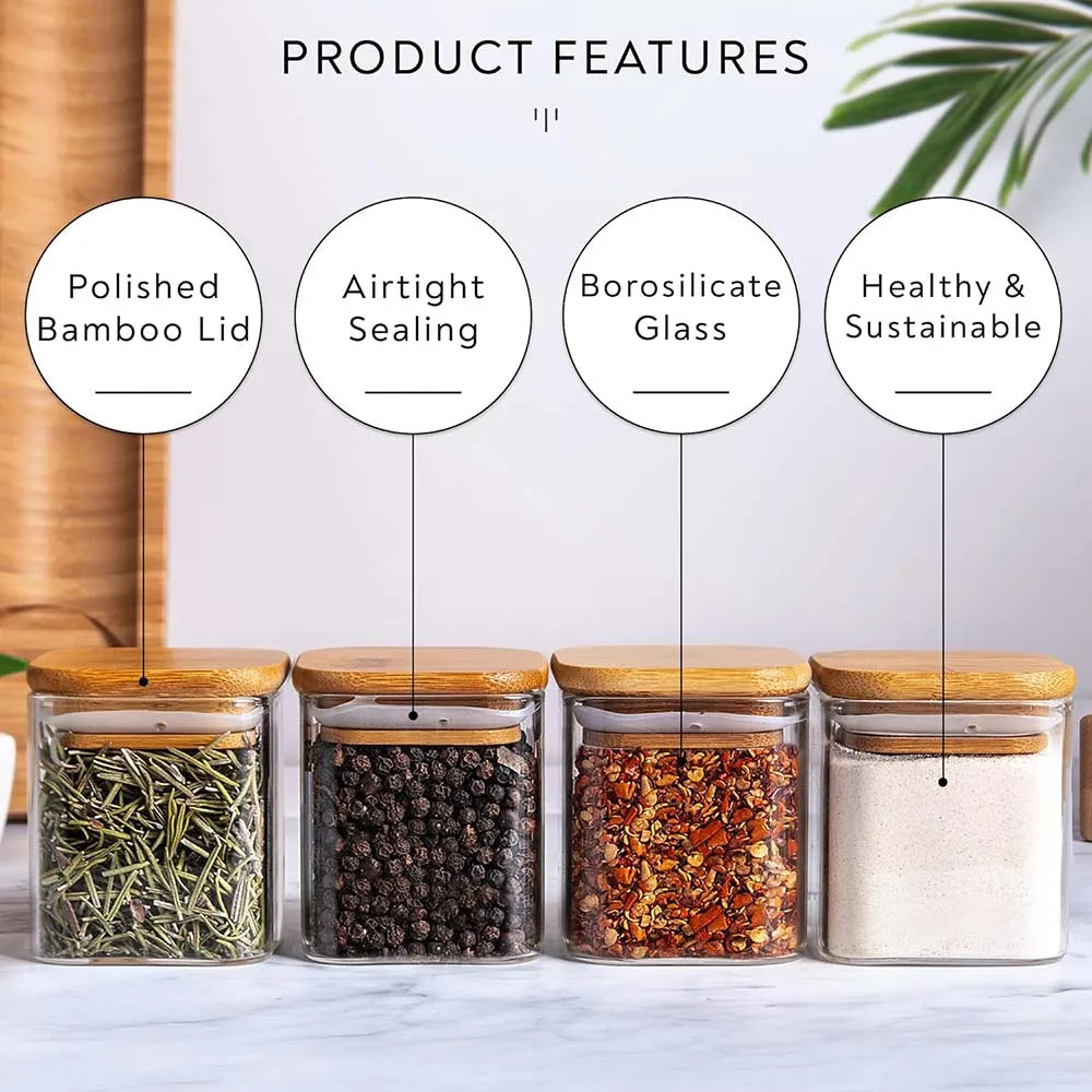 5oz Glass Spice Jar Set with Bamboo Lids