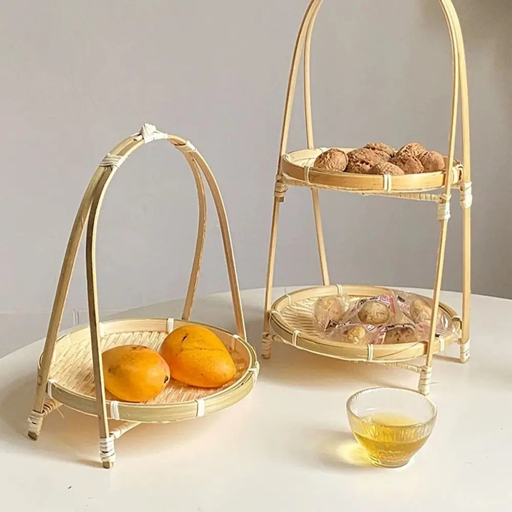 Tiered Bamboo Basket Stand