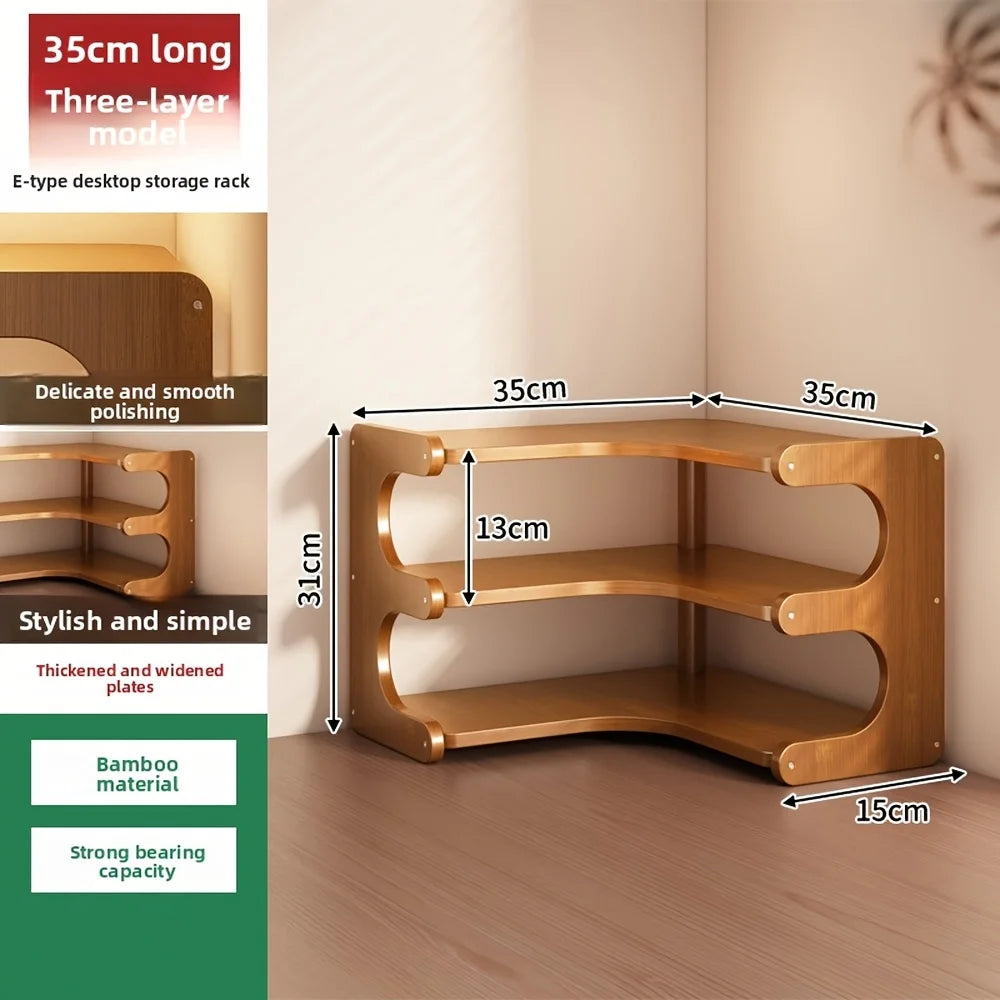 Natural Bamboo Corner Shelf Organizer