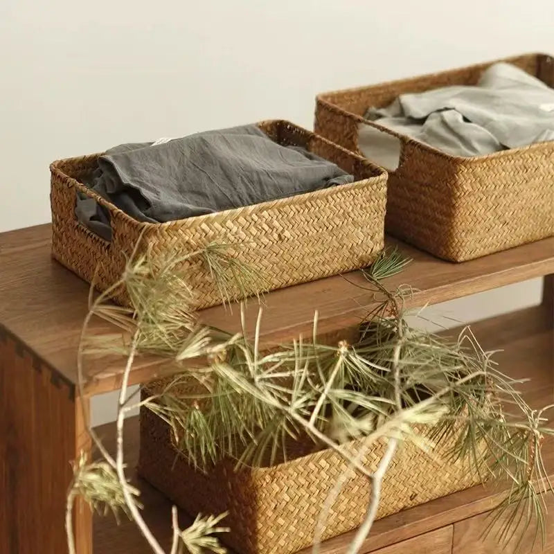 Natural Rattan Organizer Basket
