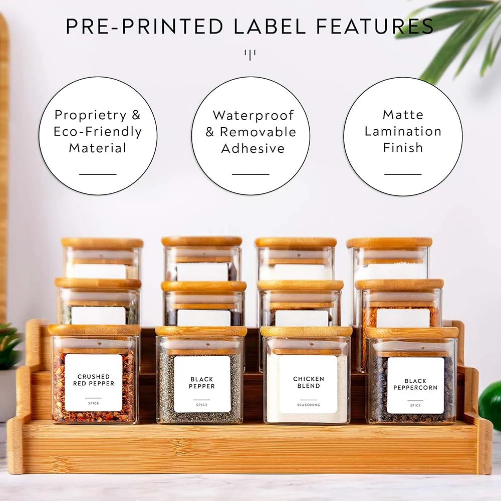 5oz Glass Spice Jar Set with Bamboo Lids