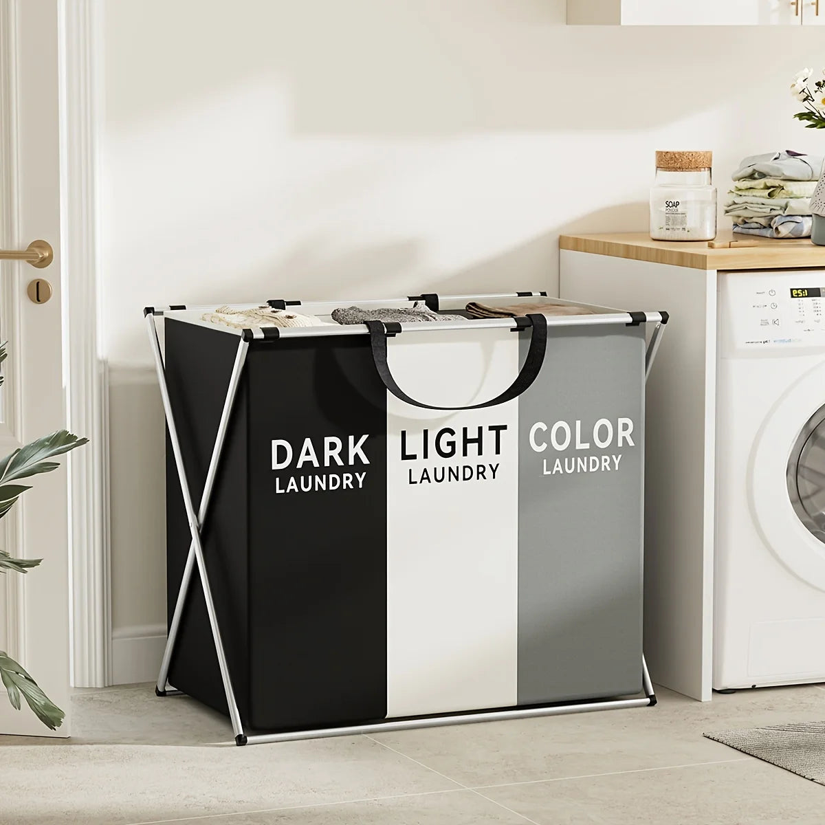 3-Section Foldable Laundry Hamper