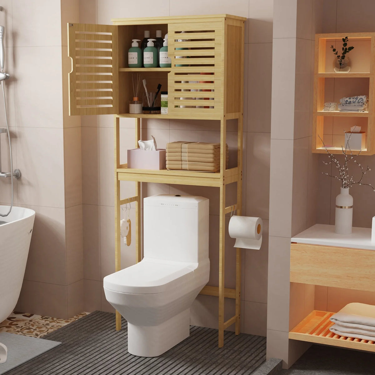 3-Tier Bamboo Over-Toilet Storage Organizer