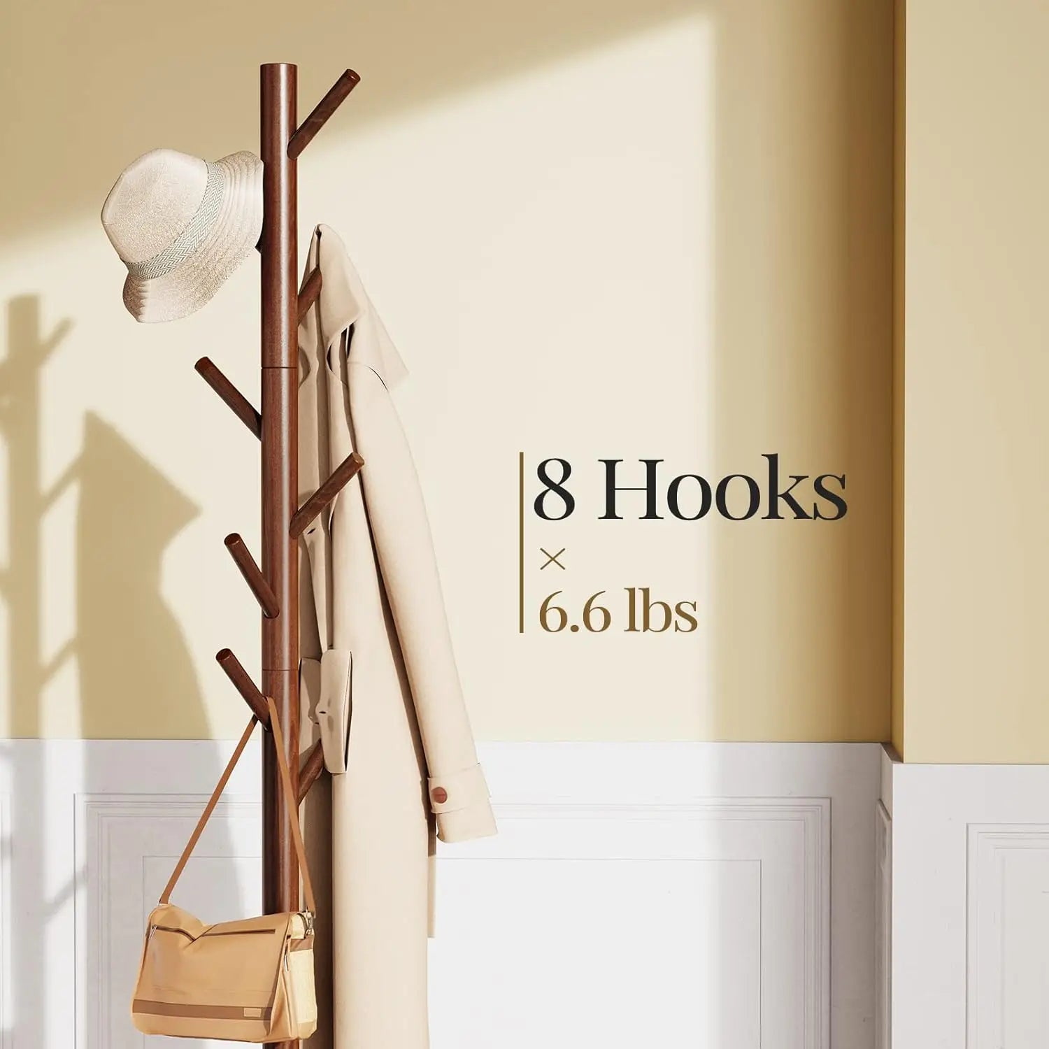 Wooden Freestanding Entryway Coat Rack