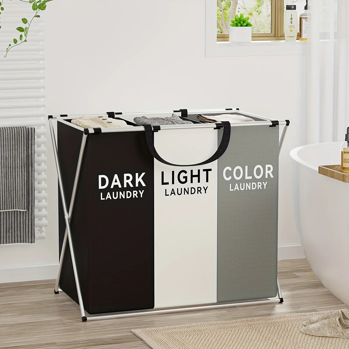 3-Section Foldable Laundry Hamper