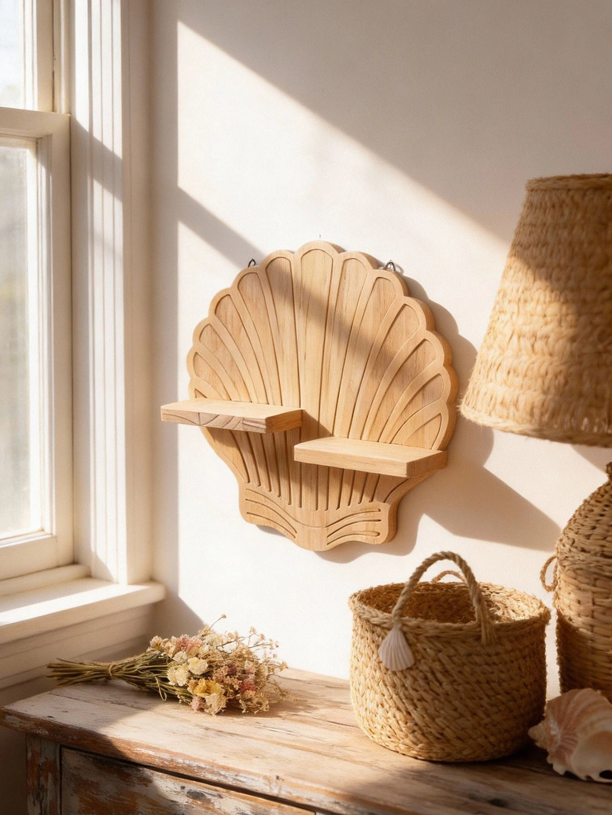 Spiral Wood Floating Shelf