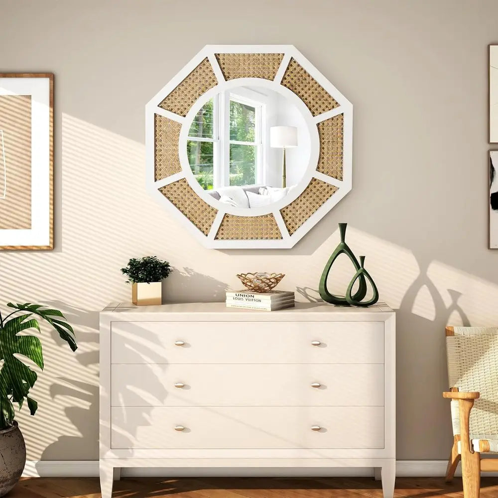 Large Woven Rattan Mirror