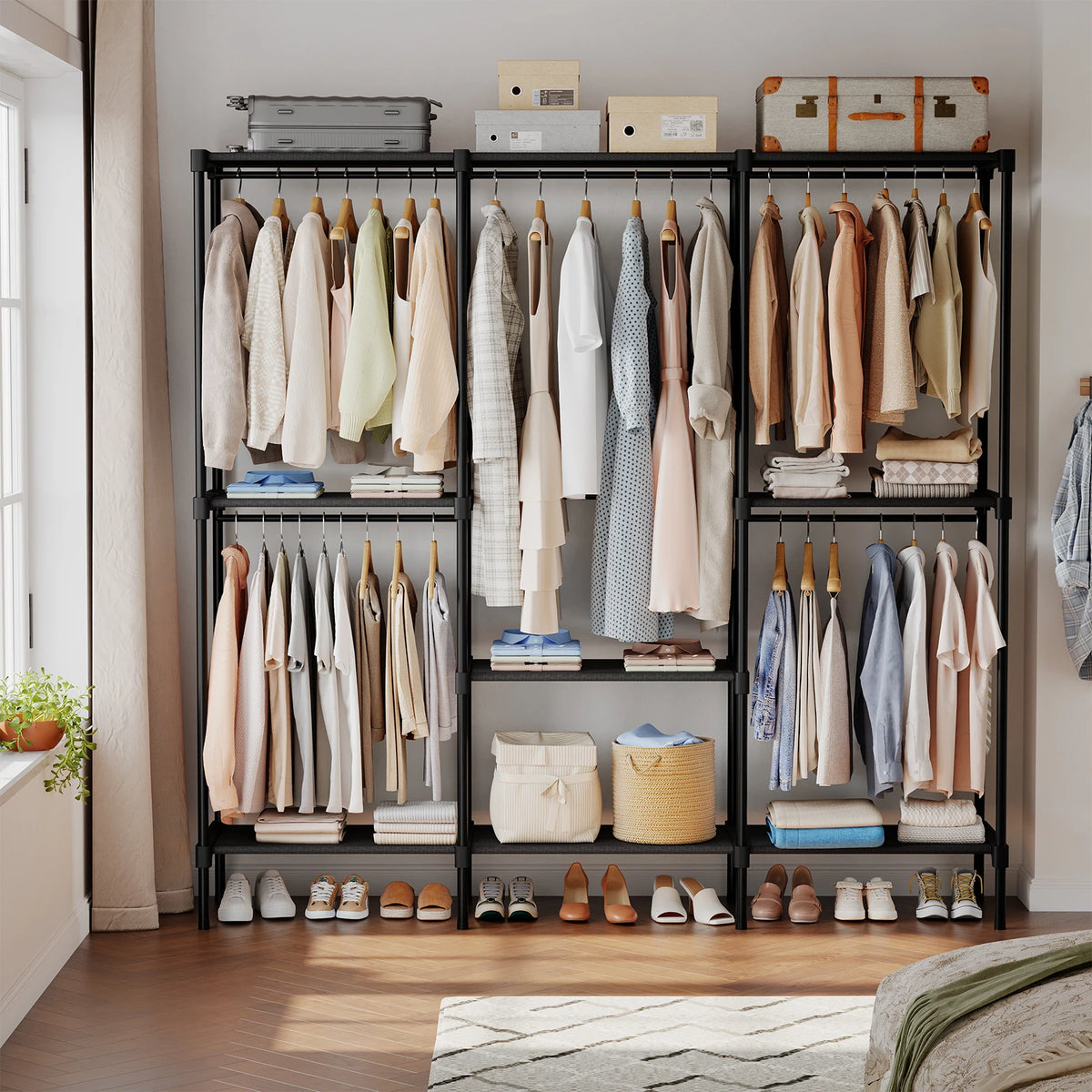 Portable 3-Row Wardrobe Closet