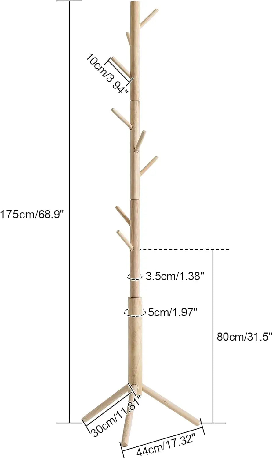 Wooden Freestanding Entryway Coat Rack