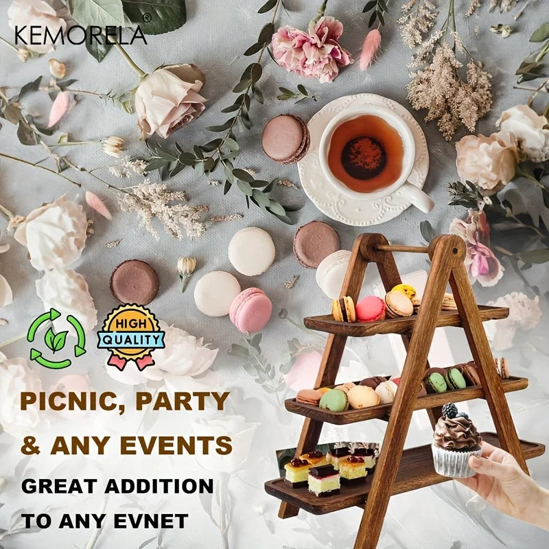 3-Tier Wooden Serving Tray